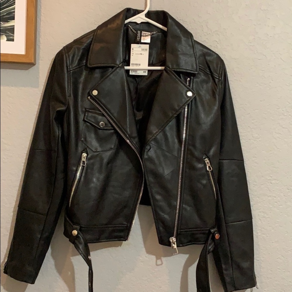H&M NWT black leather jacket